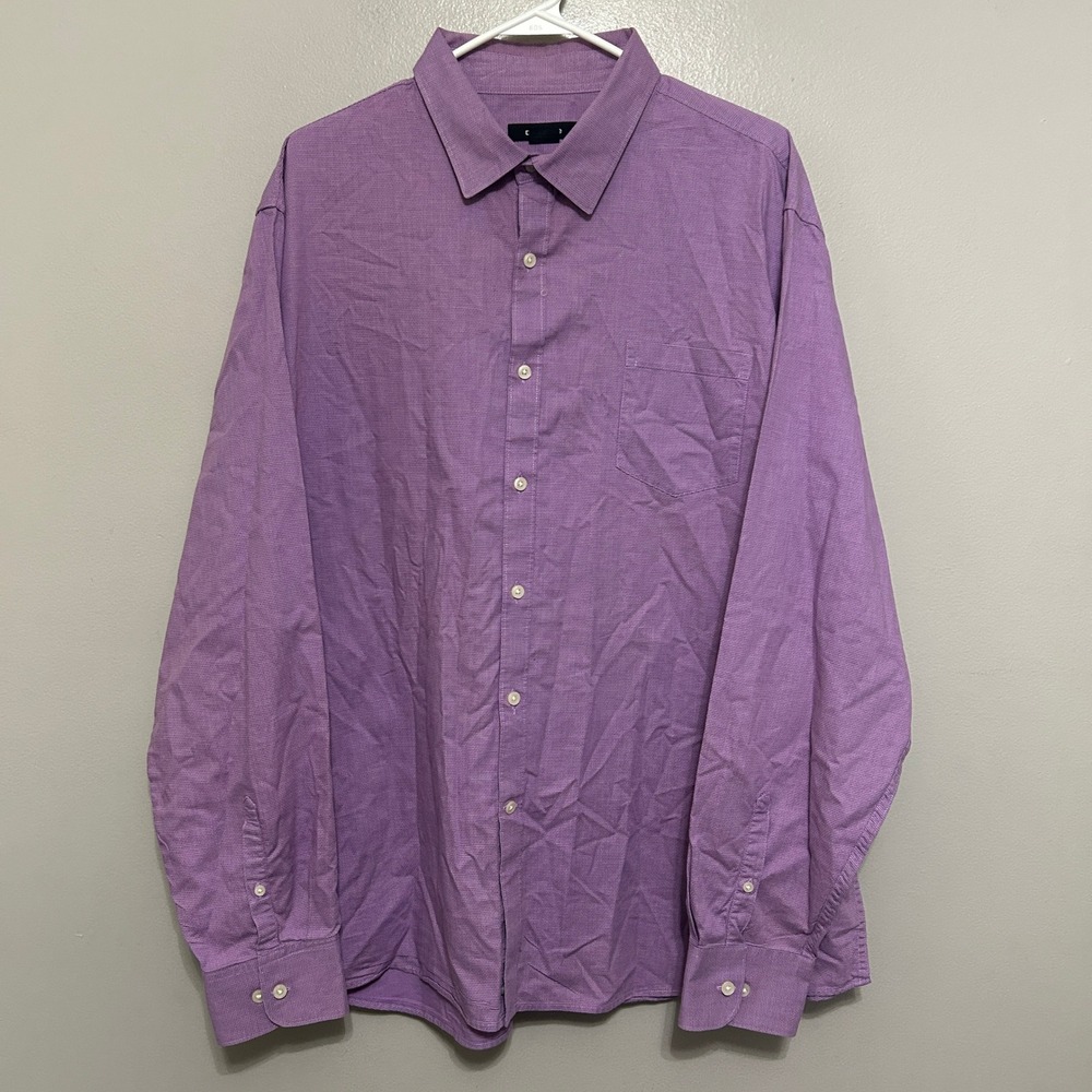 Claiborne Button Down Shirt Men XXL Purple Cotton Textured Long Sleeve Preppy